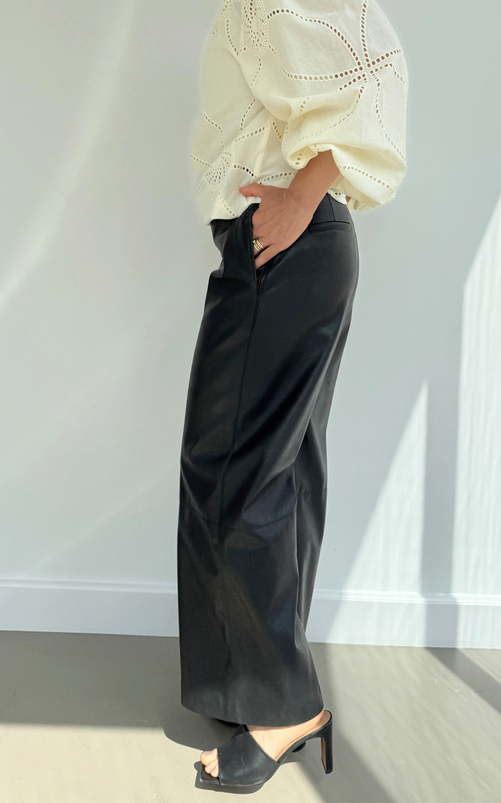 CHARLIE LEATHER WIDE LEG PANTS