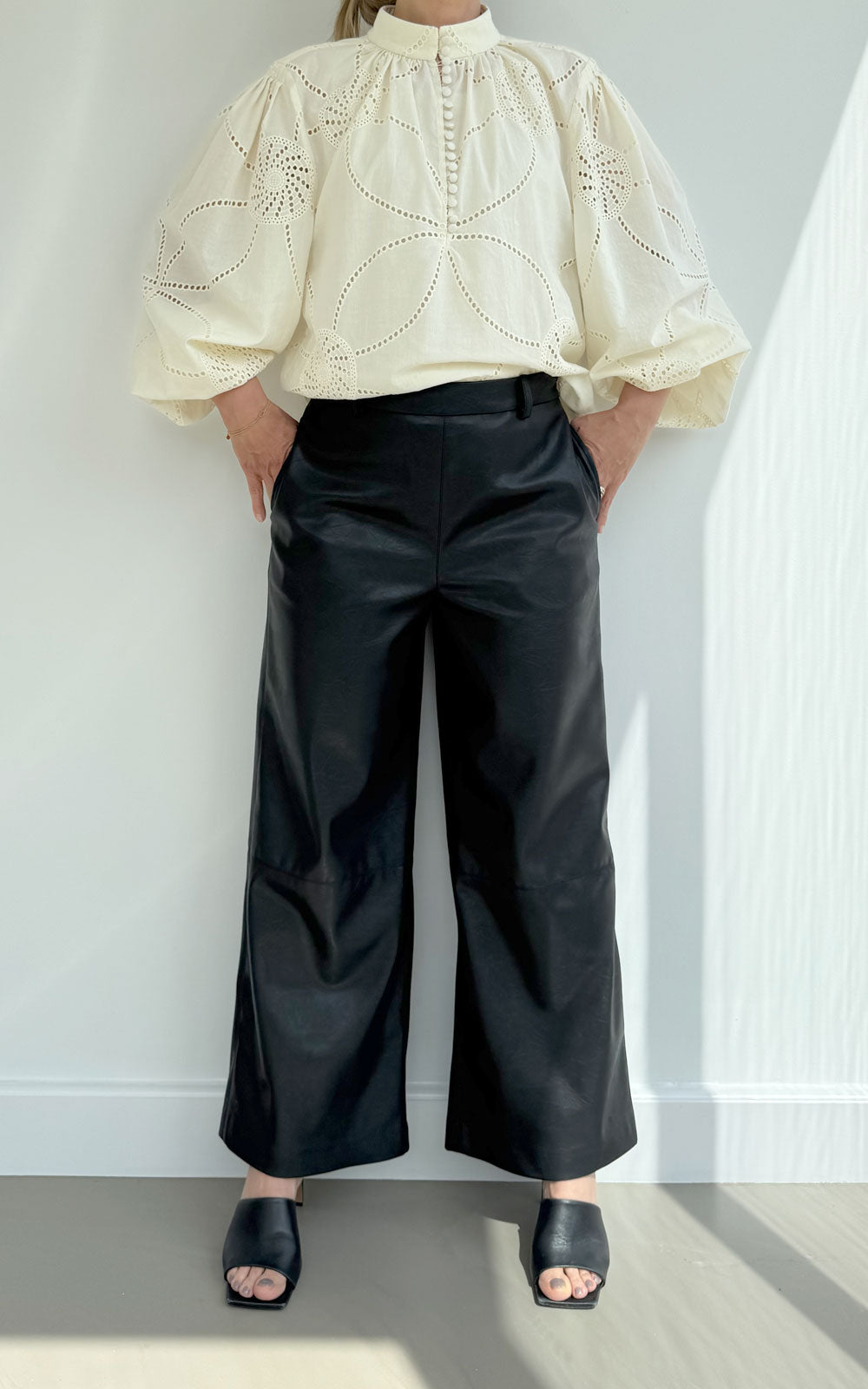 CHARLIE LEATHER WIDE LEG PANTS