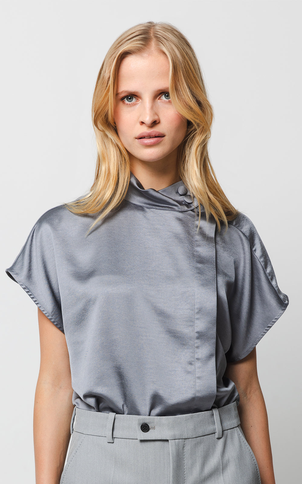 Satin top - Steel Blue - The Make