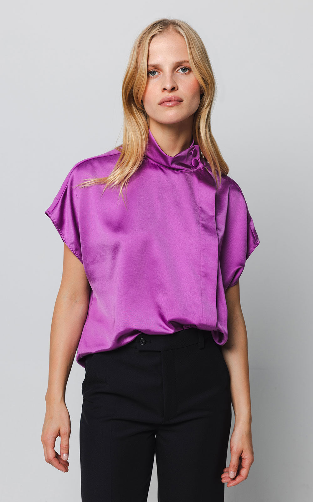 Satin top - Steel Blue - The Make