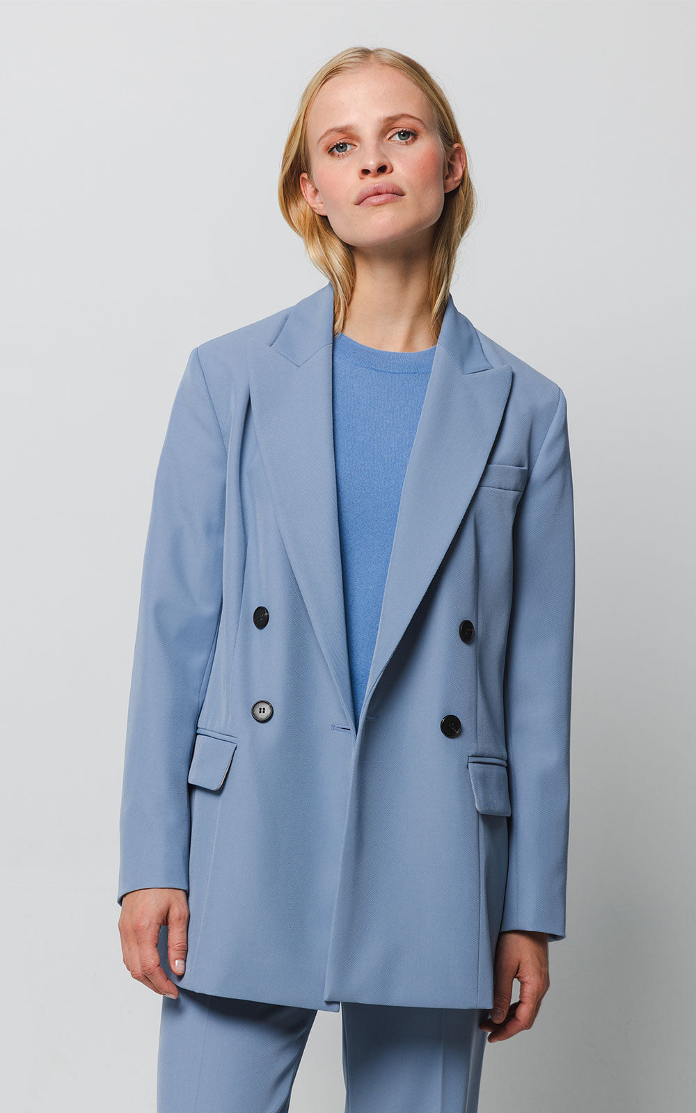 Double breasted blazer misty blue - The Make 