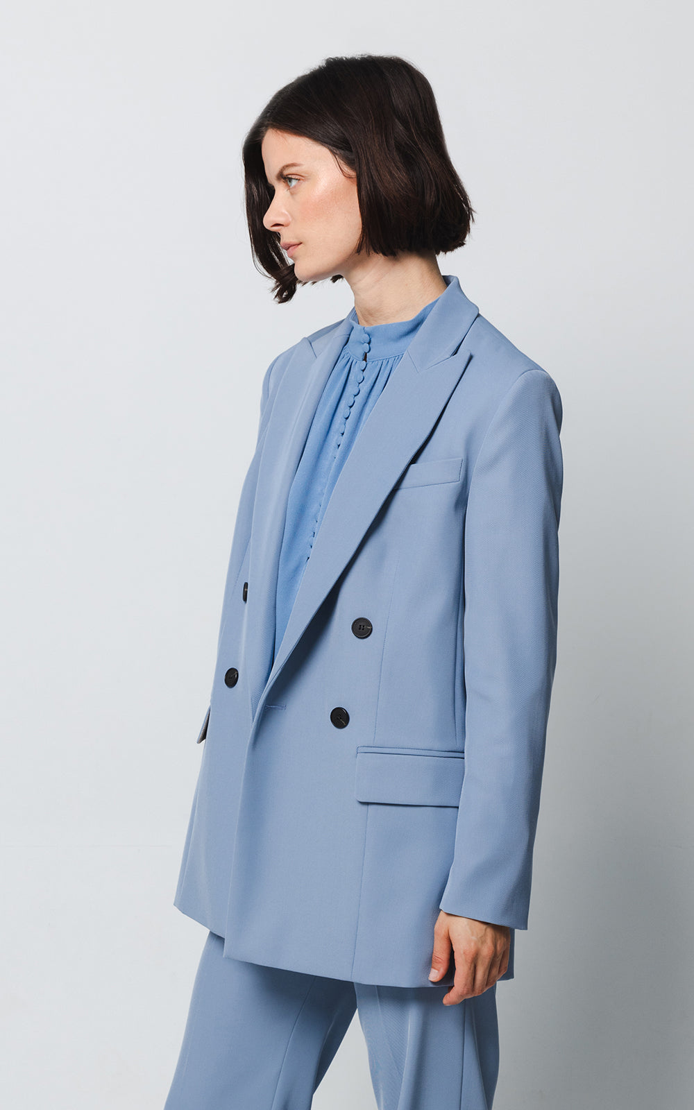 Double breasted blazer misty blue - The Make 